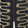 Męski Steampunk Wojskowy Drummer Blazer Kurtka Stojak Kołnierz Zipper Punk Gothic Jacket Mężczyźni Prom Vintage Suit Kurtka Mężczyzna 210522