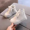 Çizmeler 2021 Sonbahar Kış Çocuk Deri Su Geçirmez Çocuk Sneakers Gri Siyah Bebek Kız Erkek Ayakkabı Için Siyah