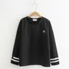 HSA brodé femmes T-Shirt décontracté col rond à manches longues Simple Streetwear pulls Harajuku doux sweats t-shirts 210417