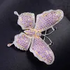 Han Edition Färg Butterfly Broscher Koppar Inlägg Zircon Lila Kvinnor En Corsage Pin Garment Tillbehör