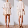 Jastie Höst Kvinnor Klänning Pläterad O-Neck Lantern Sleeve Mini Klänningar Lös Casual Beach Boho Dress Party Kvinna Vestidos 210419