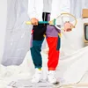 Mens byxor corduroy patchwork cargo män streetwear harem joggare hajuku sweatpants hip hop byxor w159