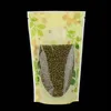 400Pcs Stand up Green Leaf PE Plastic Doypack Pouch Zipper Window Bags Food Storage Packaging Packing Bag Polybag