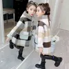 Meisjes lange jas plaid patroon jas voor hooded childrens 'herfst winter kinderkleding 6 8 10 12 14 2111204