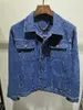 21ss denim jacket mens flower printing t shirts printed blue dark jacquard clothes long sleeve letters