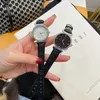 패션 브랜드 시계 여성 소녀 예쁜 크리스탈 스타일 가죽 스트랩 손목 시계 Cha48