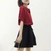 Летний корейский стиль кукла воротник хипстерская рубашка свободная тонкая подходит с коротким рукавом шифон блузка женщины мода Blusas 8918 50 210527