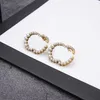 Full Pearl Alphabet Charm Earring Designer Double Letter Studs Women Vintage Style Earrop for Party Anniversary2870