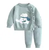 Conjuntos de ropa para bebé (niño o niña) Primavera Otoño Ropa de nacido sólido Tops de manga larga + Pantalones Trajes Pijamas casuales 210429