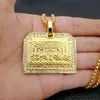 Anhänger Halsketten „Das letzte Abendmahl“ CZ Stein Pave Bling Gold Edelstahl Gemetrische quadratische Halskette für Männer Hip Hop RA1359454