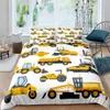 Excavator Tractor Comforter Cover Cartoon Machinery Bulldozer Pattern Bedding Set For Kids Boys Duvet With Pillowcases 210615