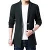 Cardigan heren truien lente herfst mannen casual vest jack man effen kleur lange trui windjack enkele knop jassen 210909