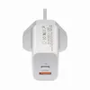 Caricabatterie da 20 W USB tipo C rapido PD Ricarica rapida QC 3.0 Carica a muro Adattatore per prese EU US per iPhone 12 Pro Max 15 Adattatori di alimentazione domestica USB-C Cavi rapidi per spina US EU Adattatore telefonico UK