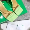 SANDALIAS ELÁSTICAS de alta calidad Sandalia de cuero de napa correa de tobillo tacón alto bomba de punta cuadrada Correa de cadena zapatos de mujer diseñador de lujo Chanclas Tacones zapato de vestir de moda