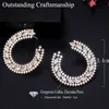 Sparkling White Cubic Zircon Cute Half Round Silver Big Stud Earrings for Women Korean Fashion Brand Jewelry CZ736 210714