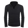 Homens Stand Collar Manga Longa 1/4 Zip Frente Zipper Pulôver Texturizado Casual Suéters Homens