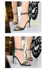 Brand Woman Wedding Shoes Green High Heels Satin Sandals Designer Round Toe Dress Shoe Luxury Women Shallow Mouth Reds Sole Pumps 258f