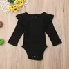 Rompers 2021 Brand Born Infant Kids Baby Girls Boys Autumn Causal Bodysuits Ruffles Long Sleeve Solid Warm Jumpsuits Outfit 0-24M