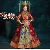 中国の伝統的な花嫁の新郎のウェディングドレス女性フェニックスの花刺繍ガウンスリムチャイナのカップル赤い夜の民族の服