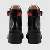 2022 Bee Designer Women British Boots Round Toe Martin Boot Buckle Strap Chunky Heel Toes Fashion Embroidered Ankle Sneakers EUR35-42