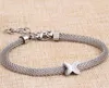 Cubic Zirconia Channel Setting Butterfly Charm Solder Stainle Mesh Chain Bracelets for Women