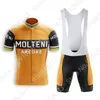 Conjuntos de carreras Molteni Retro Ciclismo Jersey Men Summer Transpirable Manga corta Ropa MTB Deportes al aire libre Ropa clásica Traje