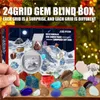 Healing Crystal Advent Calendar 2021 Christmas,Rock,Fossil & Mineral Kit,Christmas Countdown Toys Set Gifts for Girls and Boys