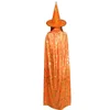 Halloween Kostuums Wizard Heks Mantel Cape Cobe Cap met Puntige Hoed Meisjes Jongens Cosplay Jurk Jassen voor Kinderen Verjaardagsfeestje Q0910