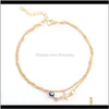 Anklets smycken droppleverans 2021 Europa och USA som säljer Summer Wild Cross Cat Eyes Fashion Street Shooting Multi-Layer Chain