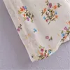 Wiosna Beige Floral Print Szyfonowa Bluzka Kobieta Vintage Wzburzyć Z Długim Rękawem Kobiety Top Przypadkowy Przycisk Up Koszula 210519