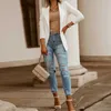 Efinny Lapel Blazer Coats Office Lady Arbete Långärmad Fake Pocket Black Casual Loose Jackets Women Businblazer X0721