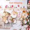 Guldglitter Socks Santa Claus Candy Stocking Jul Eve Apple Bag Family Party Pendant med Snowman Elk Pattern