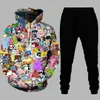 Survêtements pour hommes Hommes 2022 Mode 3D Sweats à capuche Costumes Sweat-shirt Joggers Funny Harajuku Imprimer Ensemble Automne Hiver Unisexe Survêtement Vêtements