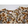 Летняя элегантная винтажная V-шея цветочные печати с длинными пузырями A-Line женские платья горячие продажи LANTERN рукав леди пуловерное платье 210417