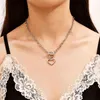 HuaTang Fashion Simple Love Heart Ciondolo Collana girocollo per donna Colore argento Catena clavicola Gioielli da festa femminile sul collo G1206