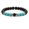 8mm Seven Chakra Buddha Matted Black Stone Beads Bracelet Women Men Bangle Beaded Hand Strings