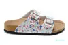 Kvinnor sommar strand kork slipper män lägenheter träskor sandaler unisex casual skor mode två spänne glider glidande flip 0112