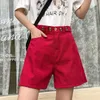 Мода Корея Ретро Зеленые Корденвы Шорты Свободные прямые короткие женщины плюс размер Pantalones Cortos de Mujer Black Girl 210601