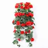 Konstgjorda blommor Party Supplies Wisteria Hanging Basket Simulation Violet Rose Wall Hanging Wedding Home Decoration Fake Flower Vine