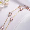 [YS] 5,5–6 mm natürliche, kultivierte lila Fresheater-Perlen-Halskette, 18-karätige Goldkette, Hochzeitsschmuck
