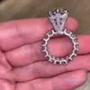 Big Diamond Ring Vintage Ювелирные Изделия Стерлингового Серебра 925 Уникальный Коктейль Нарезанный Белый Topaz Гемстоны Женщины Свадебное Обручальное кольцо Кольцо