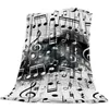 Note de musique couverture en flanelle noire et blanche pour lit, couverture polaire douce Portable, couvre-lit en peluche amusant imprimé