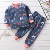 Vinter barn kläder sätter varma fleece pyjamas för pojkar tjejer tjockna barn dinosaur sömnkläder baby termiska underkläder pyjamas 210908