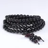 Bracelets porte-bonheur 108 perles de bois de santal noir naturel prière bouddhiste tibétain Mala bouddha chapelet collier Vintage bijoux en bois