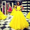 Flickans klänningar Little Miss Pageant Dress for Teens Juniors Toddlers 2022 Beading Halter Organza Gown Girl Formal Party Yellow Orange