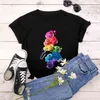 T-shirt da donna in cotone estivo 5XL Plus Size Cute 3D Finger Nail Paint Stampa a colori T-shirt manica corta T-shirt casual O-Collo 210623