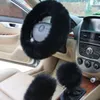 3Pcs Universal Car Plush Fuzzy Steering Wheel Cover Wool Fur Knob Shifter Brake186c