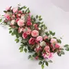 Flores decorativas 100 CM DIY Flor de la boda Arreglo de la pared Suministros Peonías de seda Rosa Artificial Fila Decoración Arco de hierro Telón de fondo RRA10197