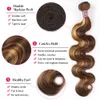 Brazilian Ombre 3 Bundles Body Wave Human Hair P4/27 Brown with Highlight Color Remy Weaves 100g/pcs