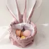 Cartoon Bunny Ears Present Wrap Velvet Bag Favor Easter Candy Cookiewrapper Pouch Soft Mini Presentage Bags Festival Party Supplies